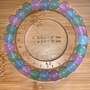New Handmade Glass Bead Bracelet Girls Women Pink Blue Green‎ 6.2” Strechy